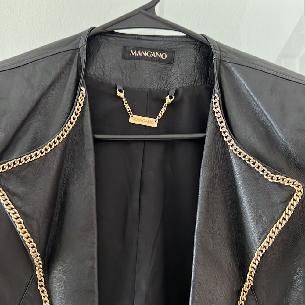 Mangano - Leather Cropped Jacket - image 2
